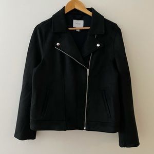 Black suede Old Navy blazer with off center zipper